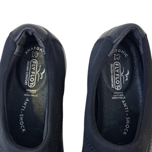FlyFlot Womens Willow Slip On Sneaker, Black, Lycra, Leather, Comfort, Size 39/8 - Picture 6 of 9
